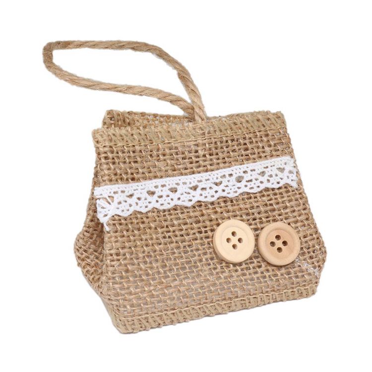 MH-409 Сумка из мешковины Пуговицы 7*4*7см, общ.высота 13см,1шт, Астра — PalitraMastera