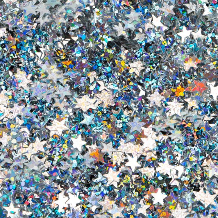 Блестки декоративные Декола, размер 4 мм, серебро радужное, звезды — PalitraMastera