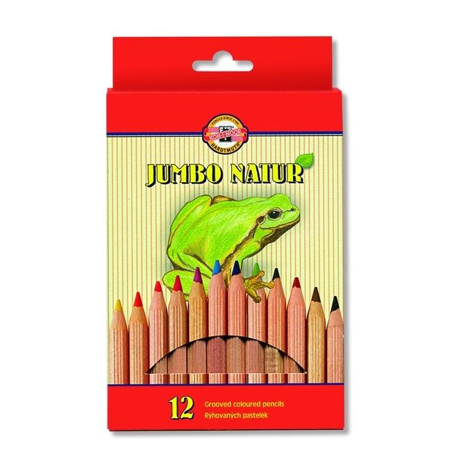 Карандаши JUMBO NATUR 12цв., утолщен.корпус, заточен./Koh-I-Noor--- — PalitraMastera