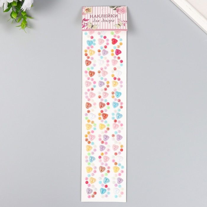 Наклейка пластик стразы "Кружевные сердца" МИКС 7х30 см  9403333 фото 1 &mdash; PalitraMastera