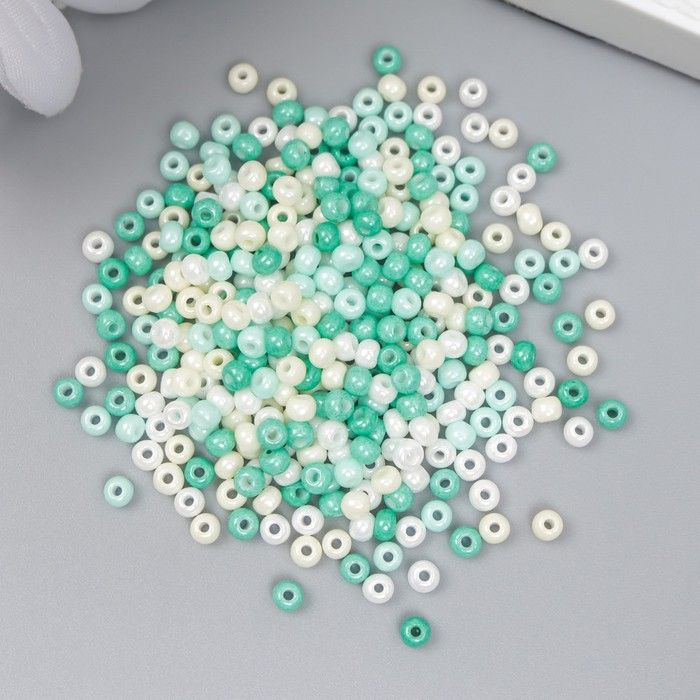 Бисер стекло 8/0 &quot;Перламутр. Меланж зелёно-жёлтый&quot; 10 гр  7463353 — PalitraMastera