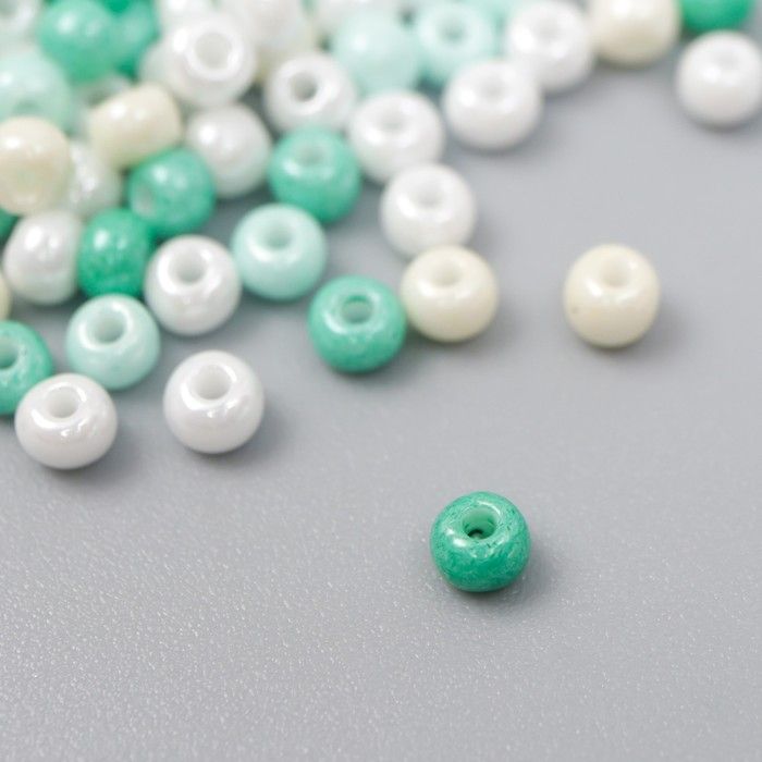 Бисер стекло 8/0 &quot;Перламутр. Меланж зелёно-жёлтый&quot; 10 гр  7463353 — PalitraMastera