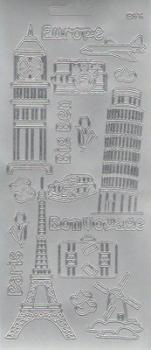 Контурные наклейки "Европа", лист 10x24,5 см, цвет серебро фото 1 &mdash; PalitraMastera