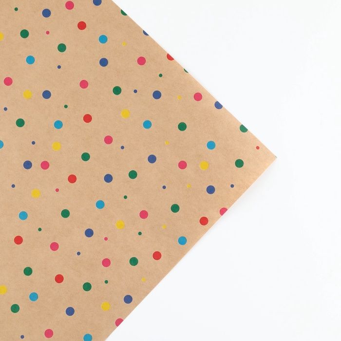 Бумага упаковочная крафтовая «Конфетти», 70 х 100 см — PalitraMastera