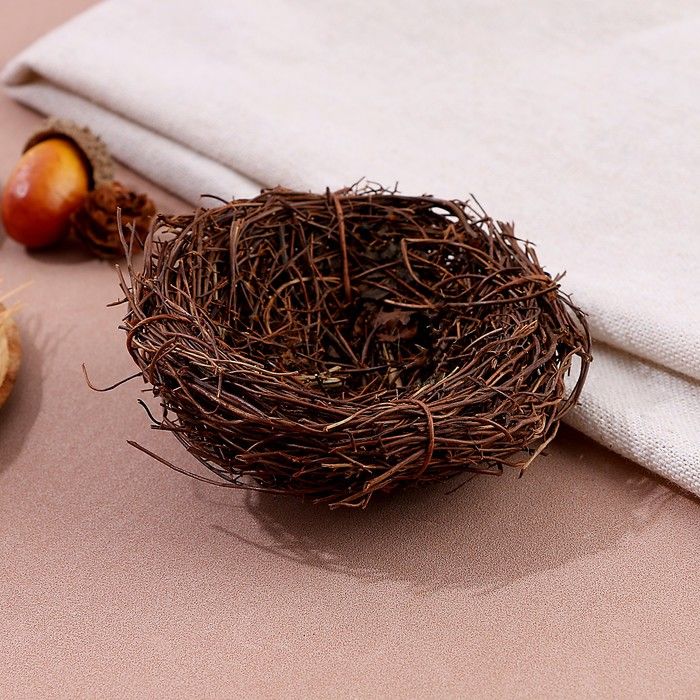 Гнездо из природных материалов для декора, 7х7х3.5 см — PalitraMastera