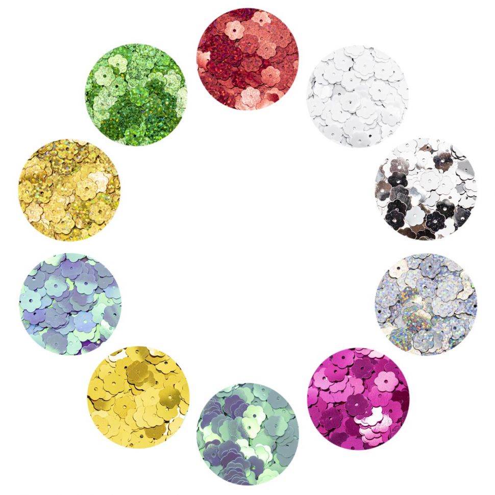 Из большого набора пайеток 'Цветок' 10мм, 10 цветов по 10гр, Астра фото 1 — PalitraMastera