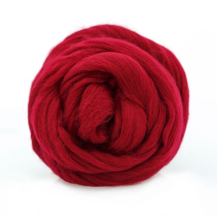Тонкая шерсть 100%  вишня 0025, 100гр для валяния мериносовая &mdash; PalitraMastera