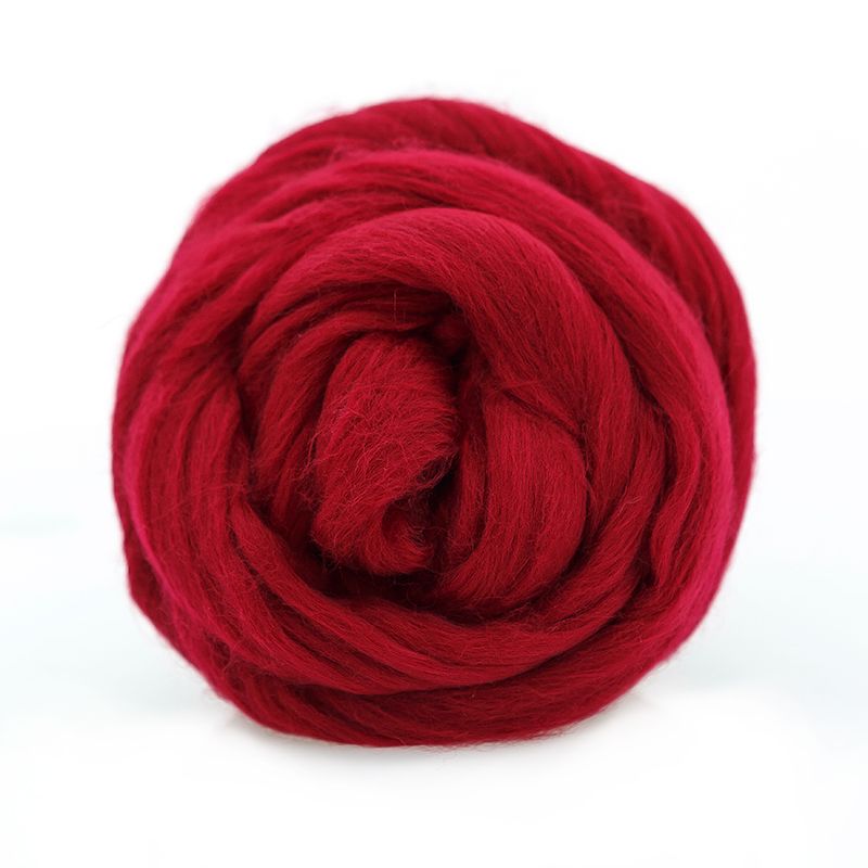 Тонкая шерсть 100%  вишня 0025, 100гр для валяния мериносовая фото 1 &mdash; PalitraMastera