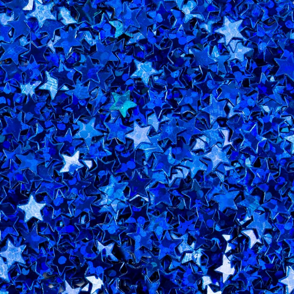 Блестки декоративные Декола, размер 4 мм, синий радужный, звезды фото 1 — PalitraMastera