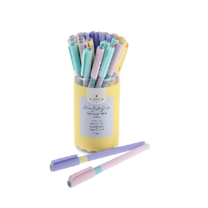 Ручка маслян. LOREX PASTEL Slim Soft Grip синий 0,5 мм ассорти кругл. корп. ultra-soft touch грип игольчатый наконечник фото 1 — PalitraMastera