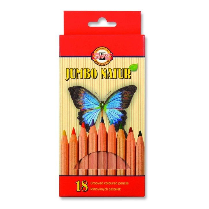 Карандаши JUMBO NATUR 18цв., утолщен.корпус, заточен./Koh-I-Noor фото 1 &mdash; PalitraMastera