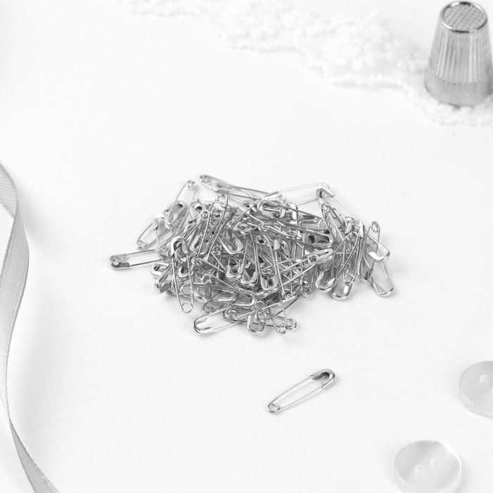 Булавки английские №000, 19 * 4 мм, 80 шт, цвет серебристый — PalitraMastera