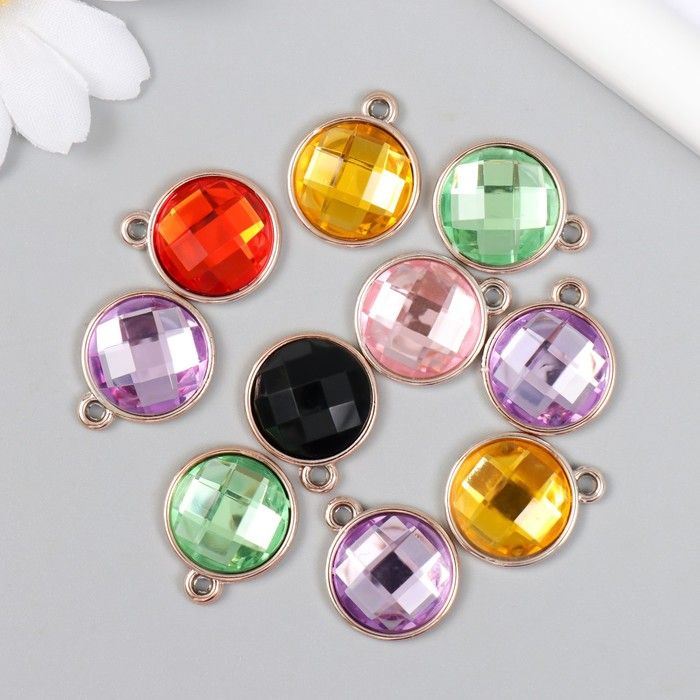 Декор для творчества пластик под металл "Круг. Страза" МИКС 1,6х2 см  9769247 фото 1 — PalitraMastera