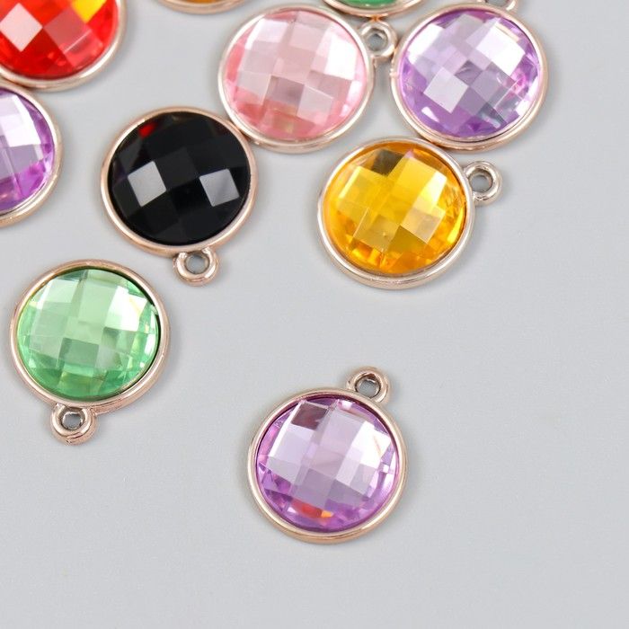 Декор для творчества пластик под металл &quot;Круг. Страза&quot; МИКС 1,6х2 см  9769247 — PalitraMastera