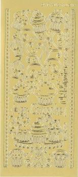 Контурные наклейки &quot;Кексики(капкейки)&quot;, лист 10x24,5 см, цвет золотистый — PalitraMastera