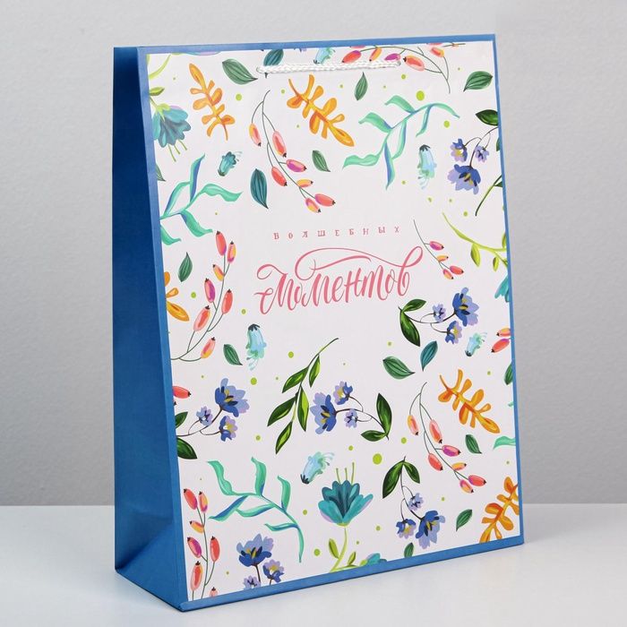 Пакет подарочный ламинированный, упаковка, Best wishes, L 28 х 38 х 9 см фото 1 — PalitraMastera