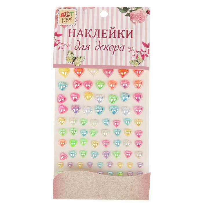 Наклейка пластик "Сердечки перламутр" МИКС 24х10 см  1660739 &mdash; PalitraMastera