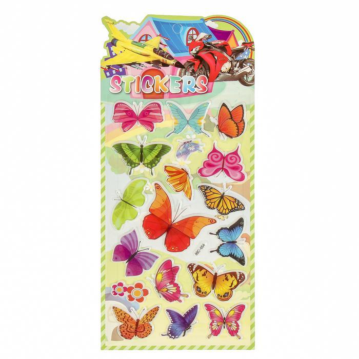 Наклейка пластик+раскраска &quot;Бабочки&quot; мягкая МИКС 29х13 см  3909213 — PalitraMastera