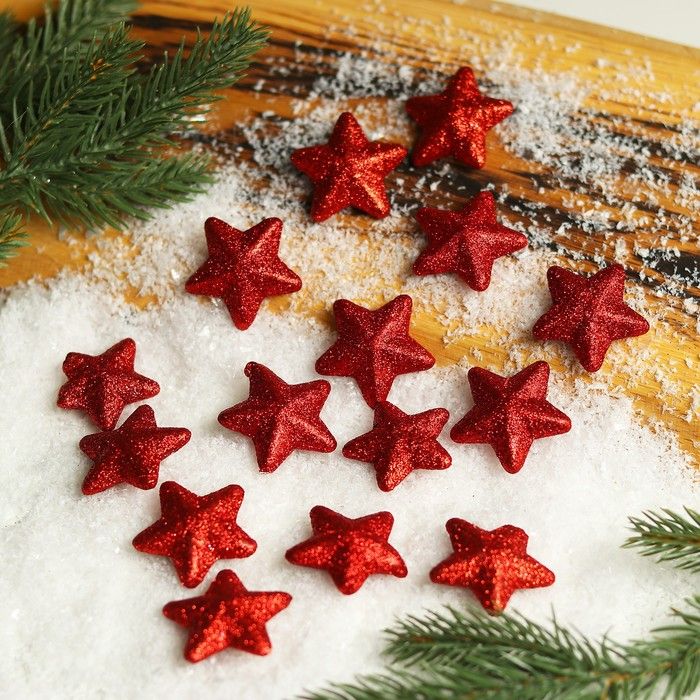 Фигурка для поделок и декора «Звезда», набор 15 шт, размер 1 шт: 3,53,52 см, цвет красный — PalitraMastera