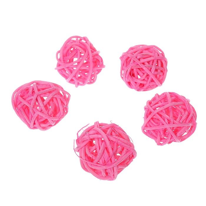 Шар декоративный из лианы, набор 5 шт, размер 1 шт 3 см, цвет розовый  9192458 — PalitraMastera