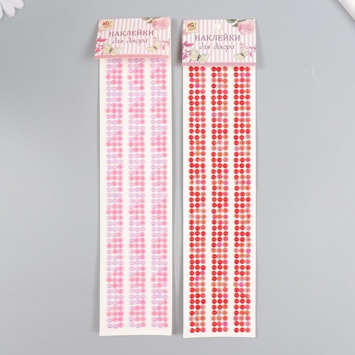 Наклейка пластик стразы "Жемчужины и цветочки" МИКС 7х31 см  9483120 &mdash; PalitraMastera
