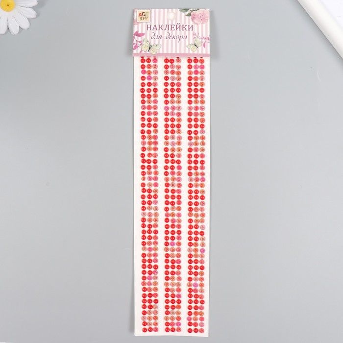 Наклейка пластик стразы "Жемчужины и цветочки" МИКС 7х31 см  9483120 &mdash; PalitraMastera