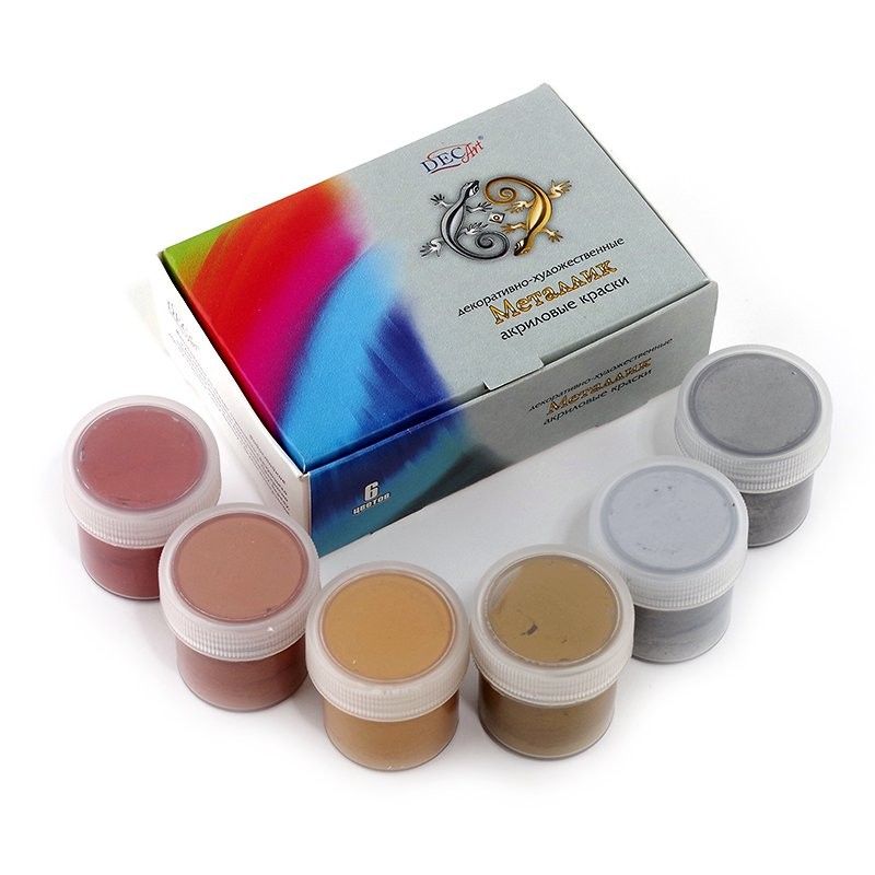 DecArt Краски акриловые металлик 6цв.х20мл. фото 1 &mdash; PalitraMastera