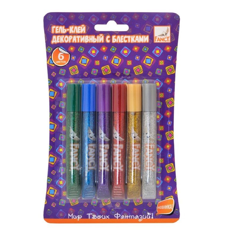 Гель-клей с блестками, 6 цветов по 10,5мл ,FANCY CREATIVE фото 1 &mdash; PalitraMastera