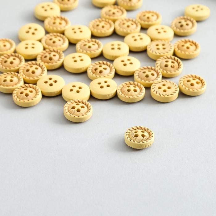 Пуговицы дерево для творчества 4 прокола &quot;Стежки на круге&quot; набор 40 шт 1,2х1,2х0,3 см 5367570 — PalitraMastera