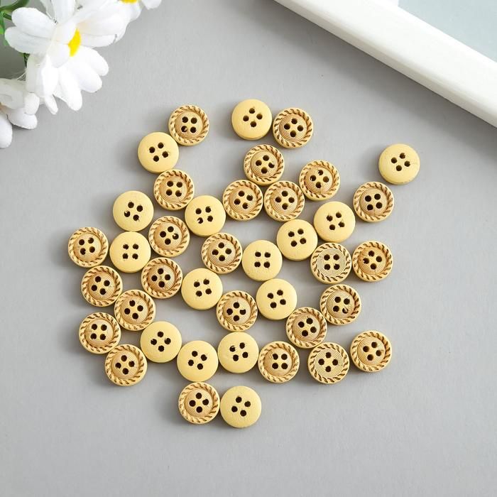 Пуговицы дерево для творчества 4 прокола &quot;Стежки на круге&quot; набор 40 шт 1,2х1,2х0,3 см 5367570 — PalitraMastera