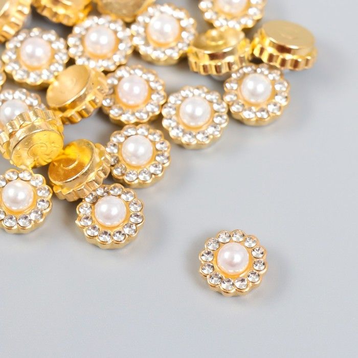 Декор для творчества пластик &quot;Цветок-жемчужина белый&quot; набор 30 шт 1х1х0,5 см  5430425 — PalitraMastera