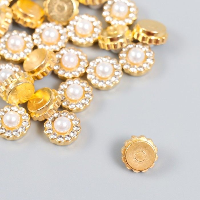 Декор для творчества пластик &quot;Цветок-жемчужина белый&quot; набор 30 шт 1х1х0,5 см  5430425 — PalitraMastera