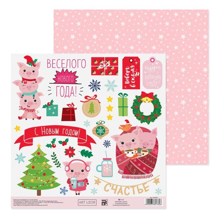 Бумага для скрапбукинга «Новогодние чудеса», 20 х 21,5 см, 180 г/м — PalitraMastera