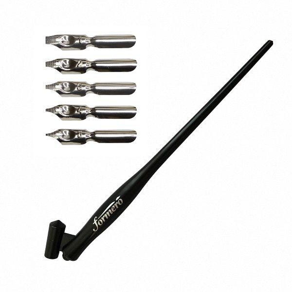 Набор плоских перьев &quot;FORMERO&quot; 5 шт. с пластиковым держателем для наклонного шрифта с косым креплением, в блистере — PalitraMastera