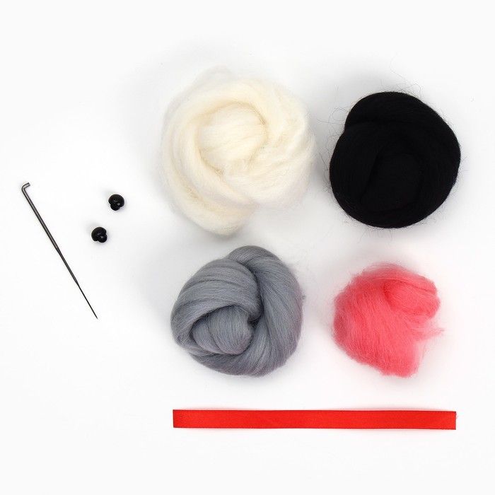 Валяние из шерсти. Игрушка «Серый котёнок», набор для творчества — PalitraMastera