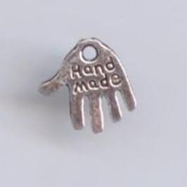 Подвеска металлическая &quot;ладошка hand made&quot; с колечком, размер 13x13x1 мм, цвет античное серебро — PalitraMastera