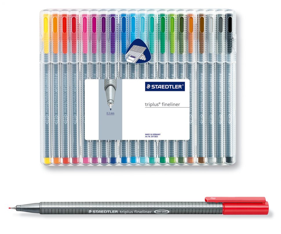 Ручки капиллярные STAEDTLER "Triplus 334" набор 20 цв., пенал-подставка фото 1 &mdash; PalitraMastera