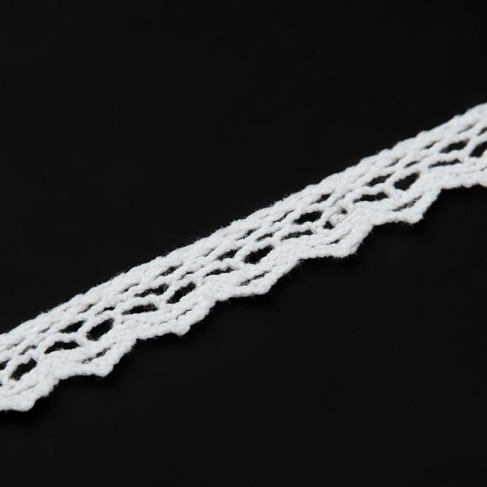 Кружево вязаное 8мм*15±1м белый АУ 1354145 — PalitraMastera