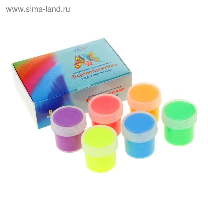DecArt Краски акриловые флуорисцентные 6цв.х20мл фото 1 &mdash; PalitraMastera