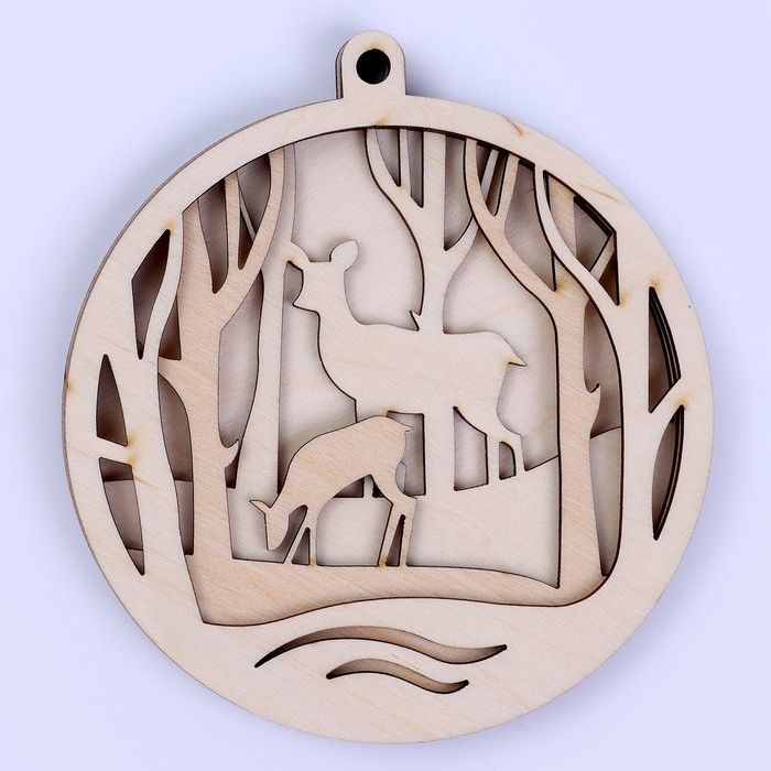 Заготовки для творчества. Деревянная подвеска «Олени в лесу» — PalitraMastera