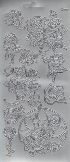 Контурные наклейки "Классические розы", лист 10x24,5 см, цвет серебро фото 1 &mdash; PalitraMastera