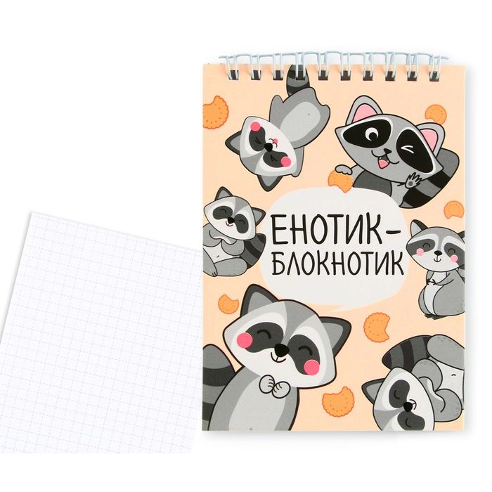 Блокнот А6, 40 л на гребне, мягкая обложка «Енотик - блокнотик» фото 1 — PalitraMastera