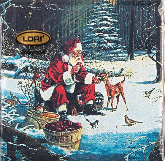 Салфетка трехслойная 33*33 см "Дед Мороз и лесные звери"  20шт/упак фото 1 — PalitraMastera