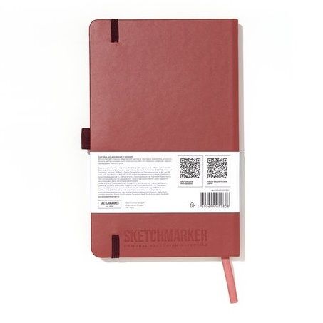 Скетчбук для зарисовок Sketchmarker, красный винтаж, жесткая обложка с резинкой, 140 г/м2, 13х21 см, 80 листов, цвет бумаги слоновая кость &mdash; PalitraMastera
