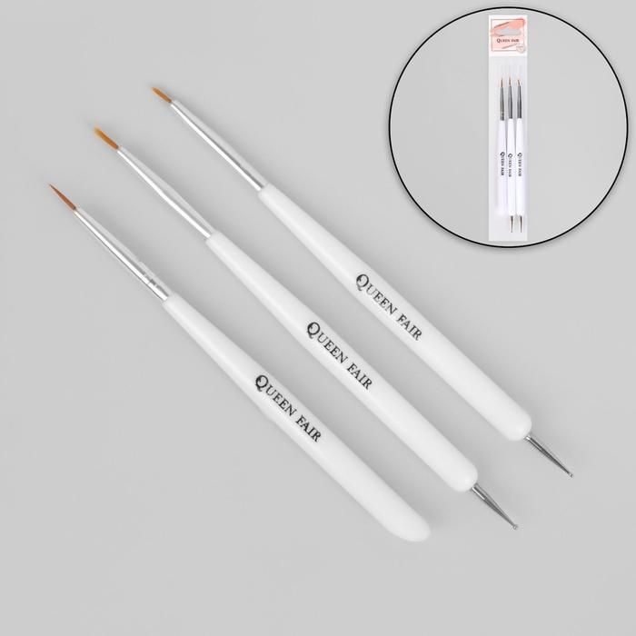 Набор для дизайна ногтей: точечная кисть - дотс 2 шт, точечная кисть - пушер, 15 см, цвет белый фото 1 — PalitraMastera