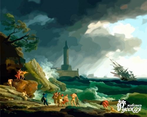 Набор для творчества "Рисование по номерам". G020 Кораблекрушение во время шторма 40*50 --- фото 1 &mdash; PalitraMastera