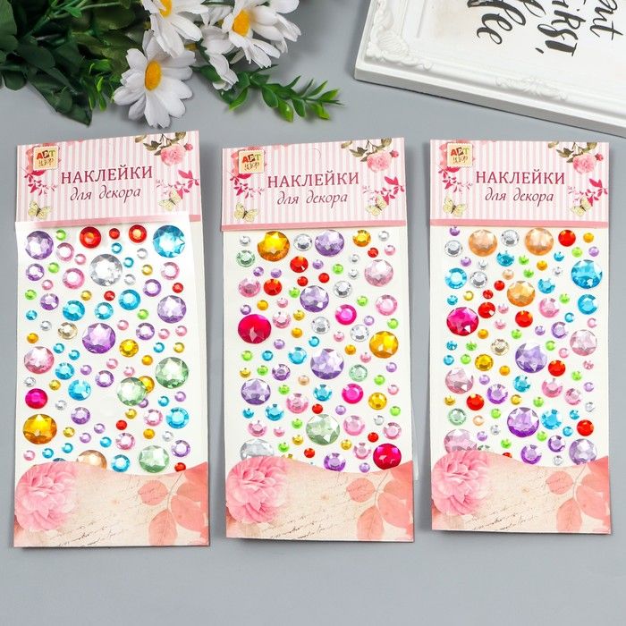 Наклейка пластик "Самоцветы" МИКС 23х9,5 см 1384668 &mdash; PalitraMastera