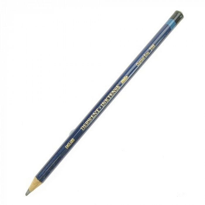 Чернильный карандаш Inktense, водорастворимый грифель, круглый корпус 8 мм, грифель - 4 мм, цвет -  121(2100) Угольный серый — PalitraMastera