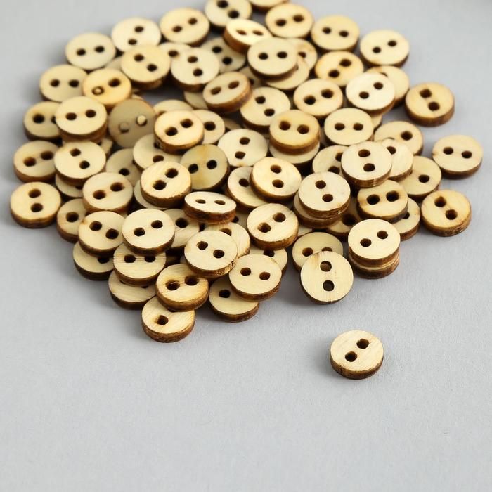 Пуговицы дерево для творчества 2 прокола &quot;Простые&quot; набор 100 шт 0,8х0,8х0,2 см  5367567 — PalitraMastera