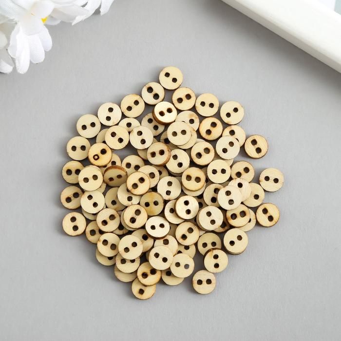 Пуговицы дерево для творчества 2 прокола &quot;Простые&quot; набор 100 шт 0,8х0,8х0,2 см  5367567 — PalitraMastera